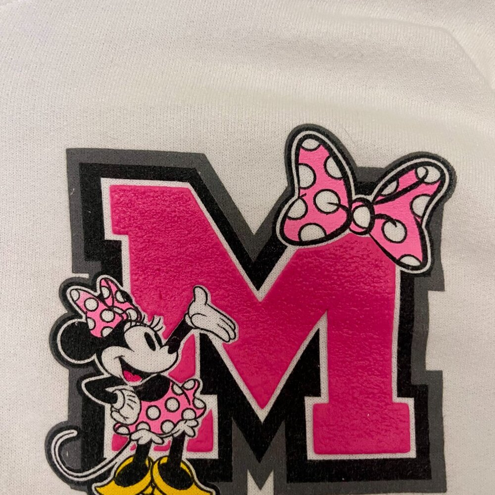 Disney Parks Minnie Mouse Varsity White Zip Hoodie - Picture 3 of 7